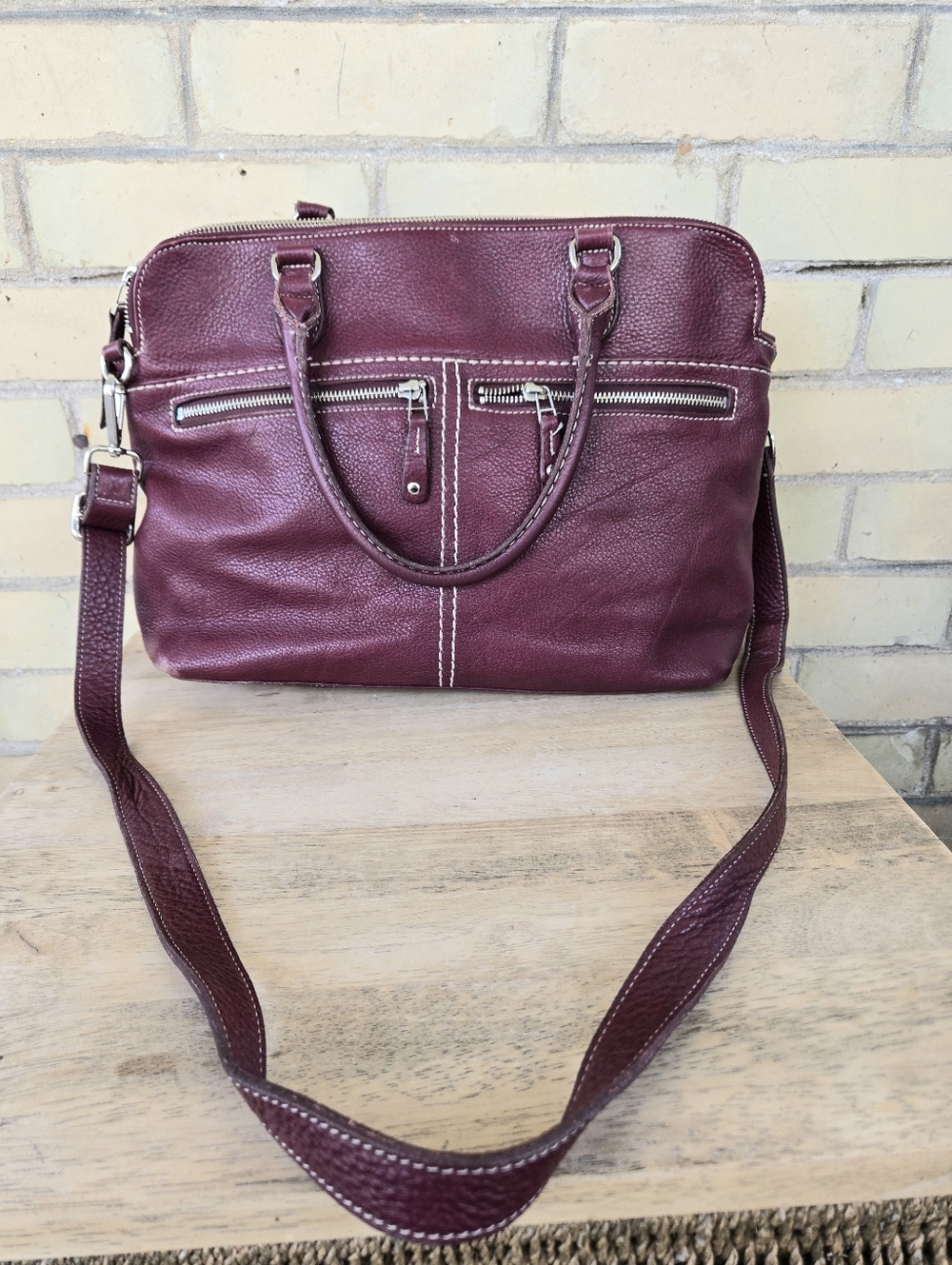 Roots Pebbled Leather Bag